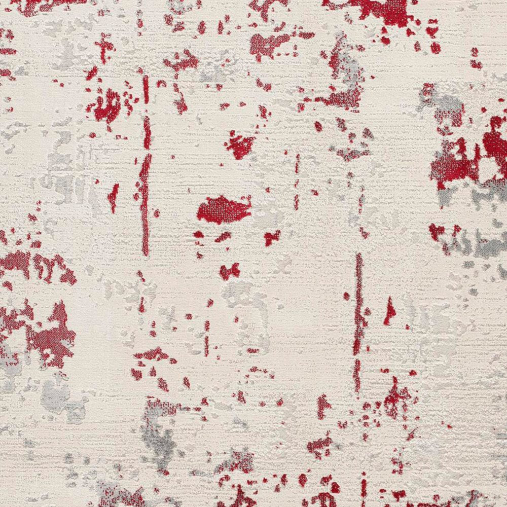 9' X 13' Red And Gray Abstract Area Rug