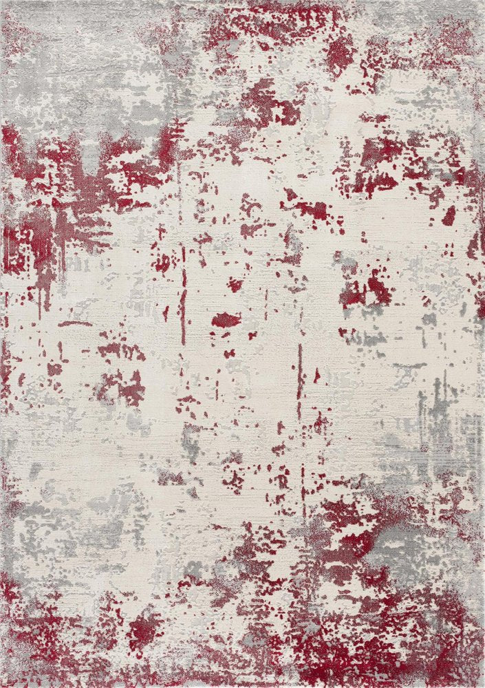 9' X 13' Red And Gray Abstract Area Rug