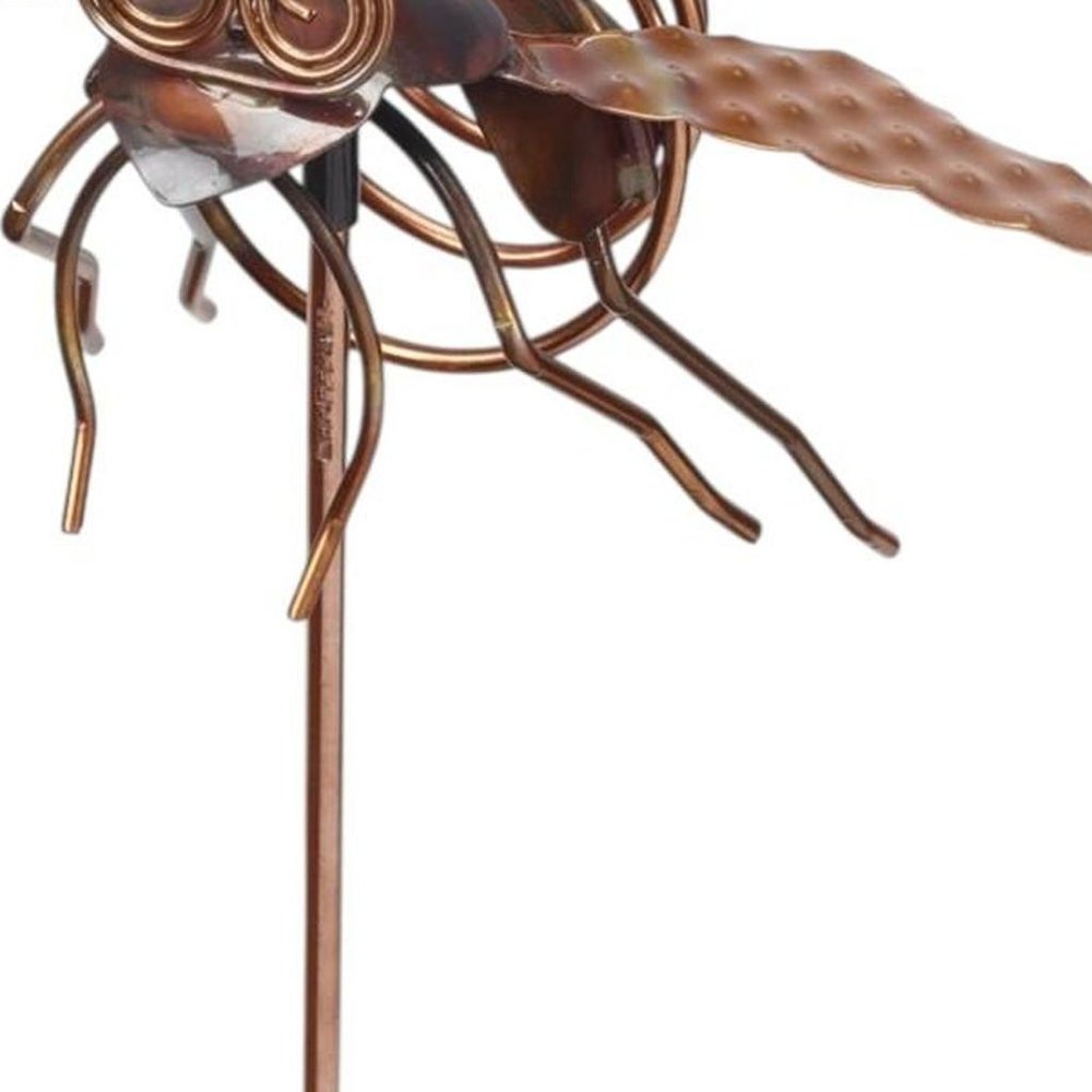 3" Copper Insect Garden Stake. Outdoor accessories-decor-garden-game isolated on a plain white background, showing its brown color.