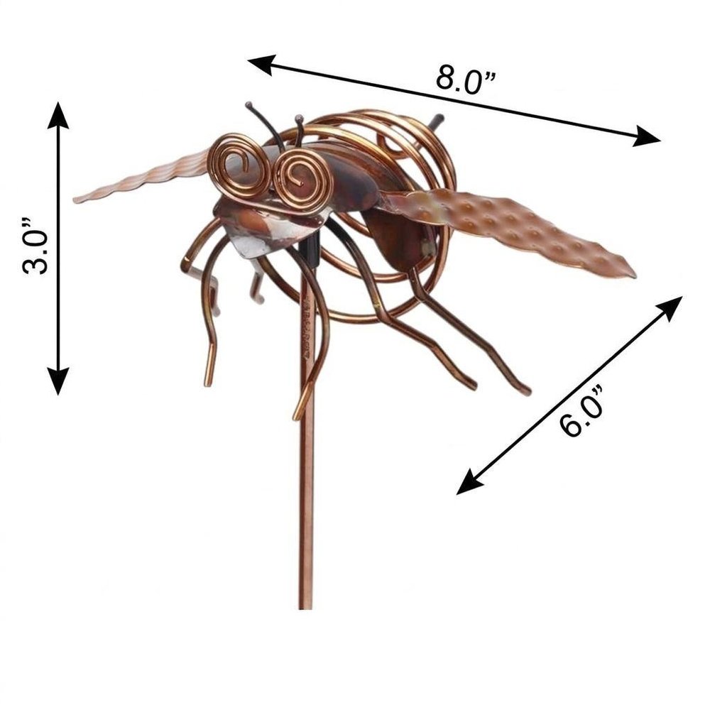 3" Copper Insect Garden Stake. Outdoor accessories-decor-garden-game isolated on a plain white background, in a brown finish.