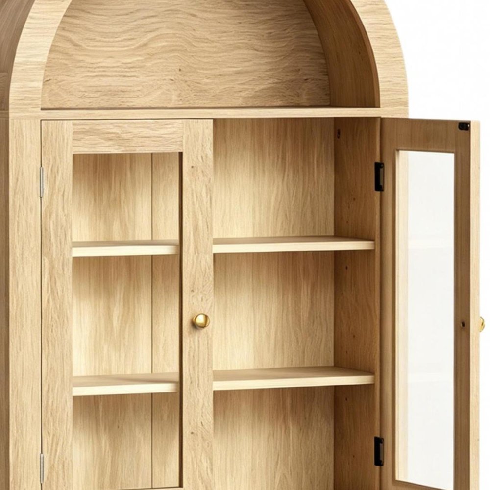 32" White Wood Wall Mounted Glass Panel Inlay Four Door Bathroom Cabinet. Bathroom storage in white glass.