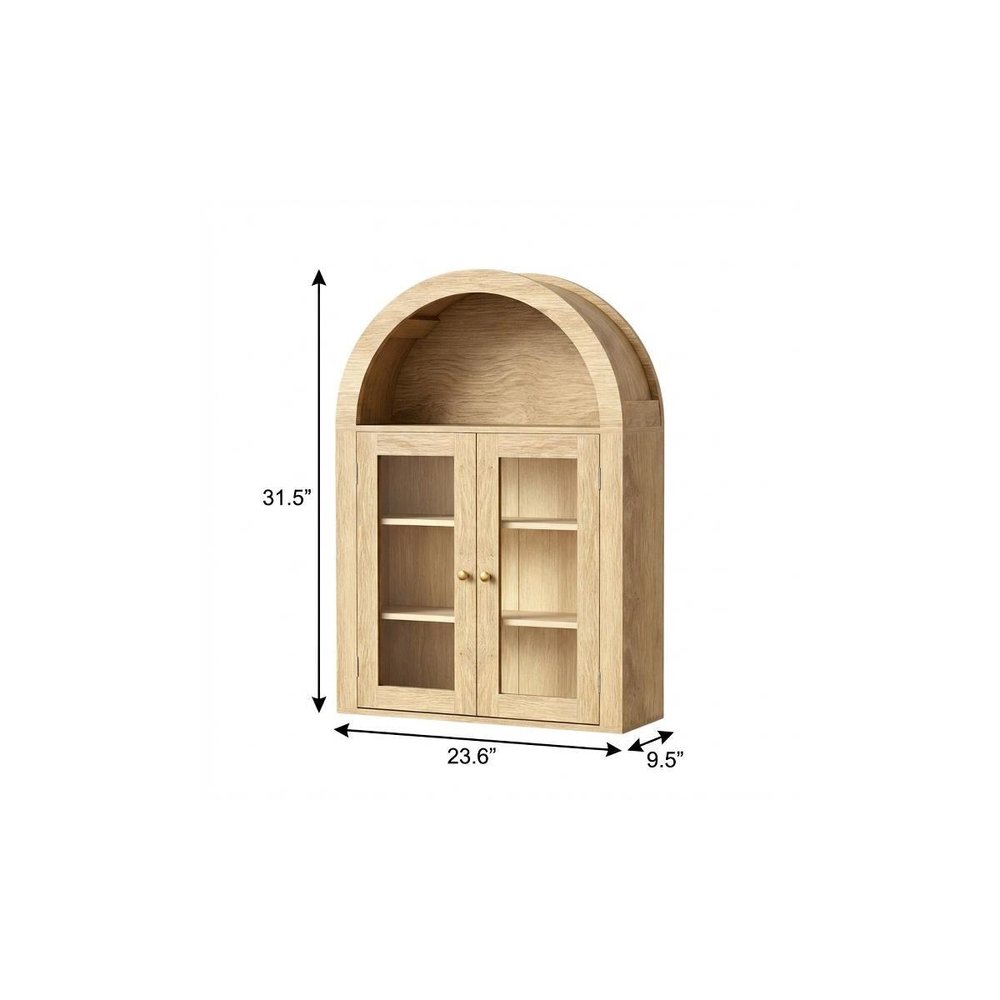 32" White Wood Wall Mounted Glass Panel Inlay Four Door Bathroom Cabinet. Bathroom storage isolated on a plain white background, in a white glass finish.