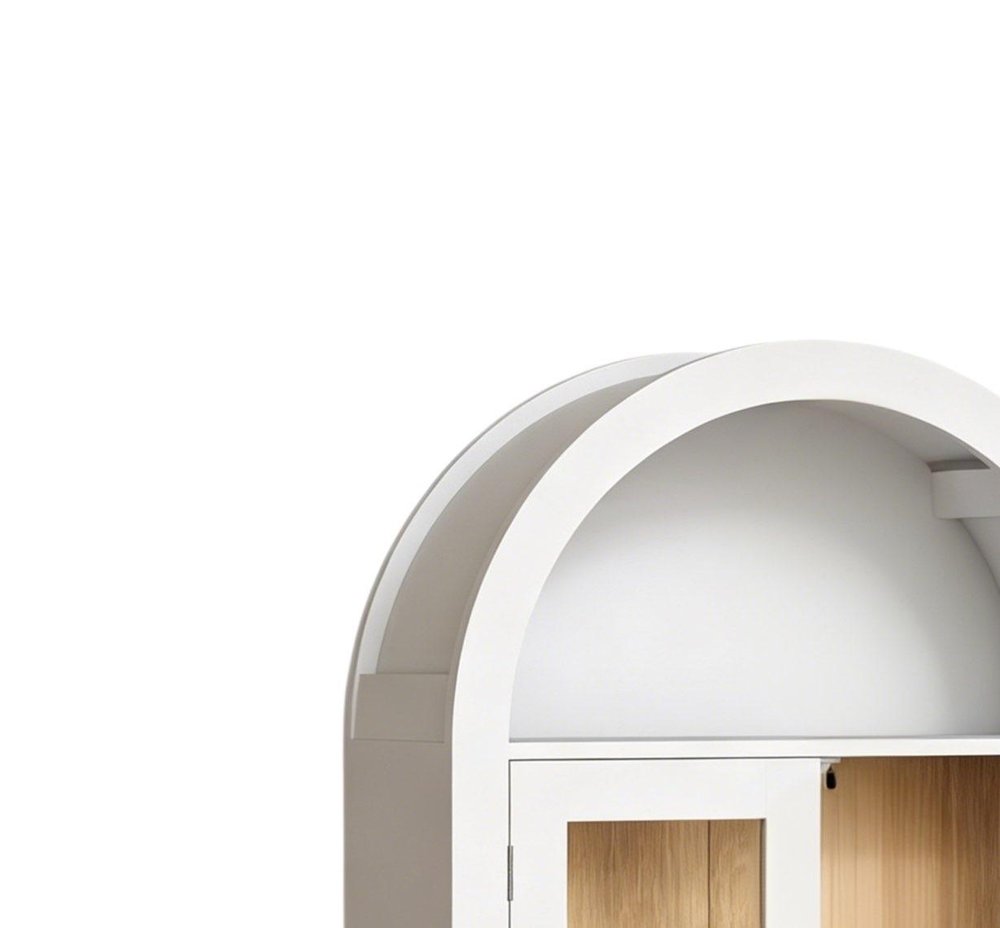 32" White Wood Wall Mounted Glass Panel Inlay Four Door Bathroom Cabinet. Bathroom storage isolated on a plain white background, showing a white glass surface.