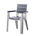 Nine Piece Gray Plastic Outdoor Patio Set With Table on a white background