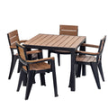 Five Piece Black Plastic Outdoor Patio Set With Table