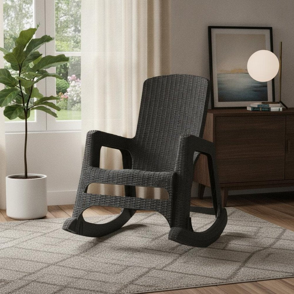30" Espresso Heavy Duty Plastic Swivel Rocking Chair