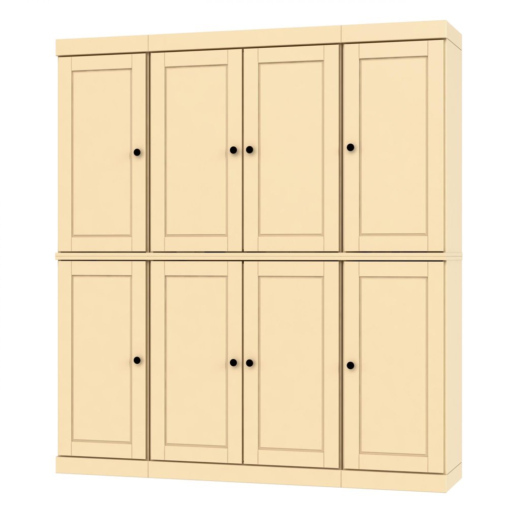 72" Yellow Solid Wood 8 Two Drawer Pantry Or Storage Closet on a white background