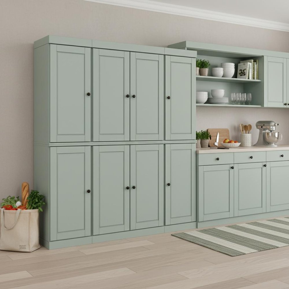 72" Sage Solid Wood 8 Two Drawer Pantry Or Storage Closet