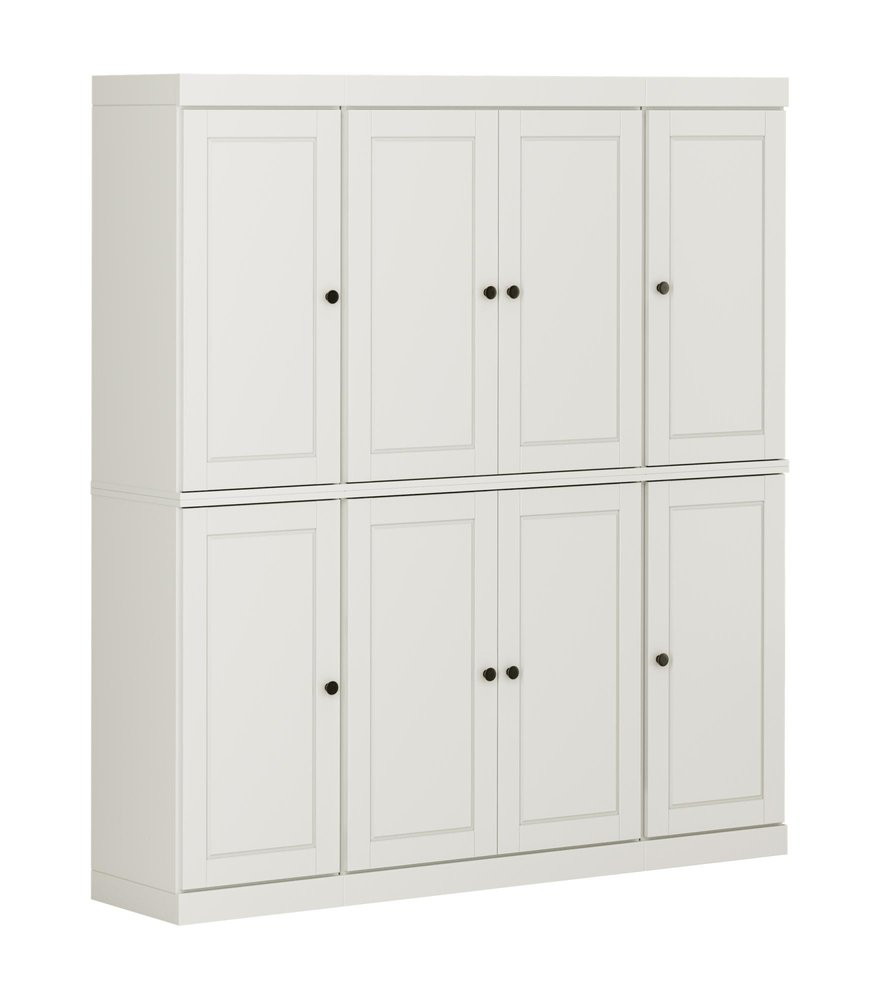72" Off White Solid Wood 8 Two Drawer Pantry Or Storage Closet