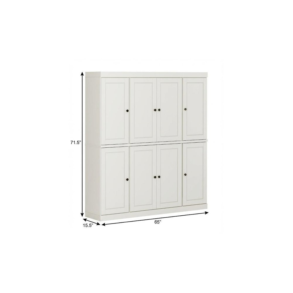 72" Off White Solid Wood 8 Two Drawer Pantry Or Storage Closet