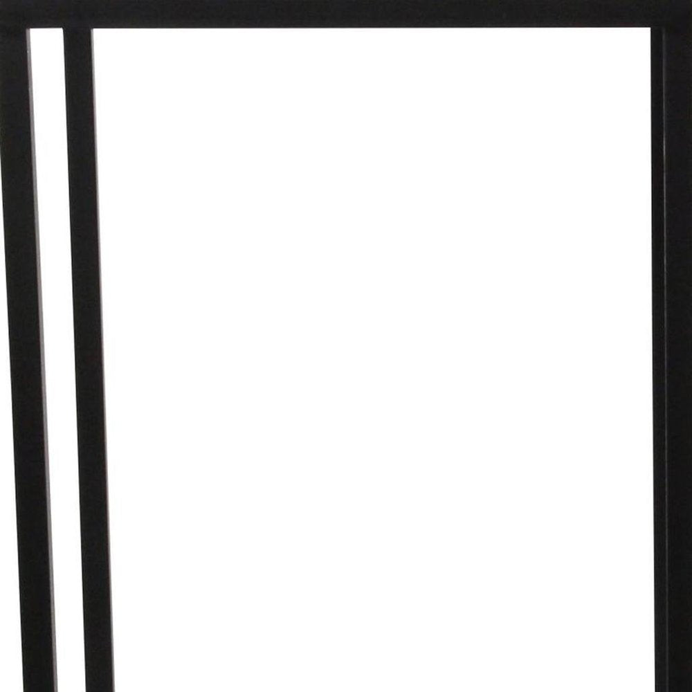 Set of Two Matte Black Marble and Steel Square Frame Nested Tables