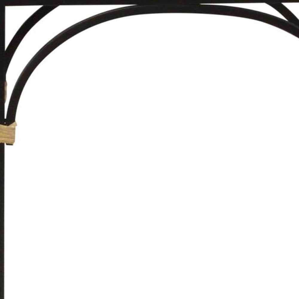 Set of Two Light Brown and Black Distressed Solid Wood and Steel Frame Nested Tables on a white background