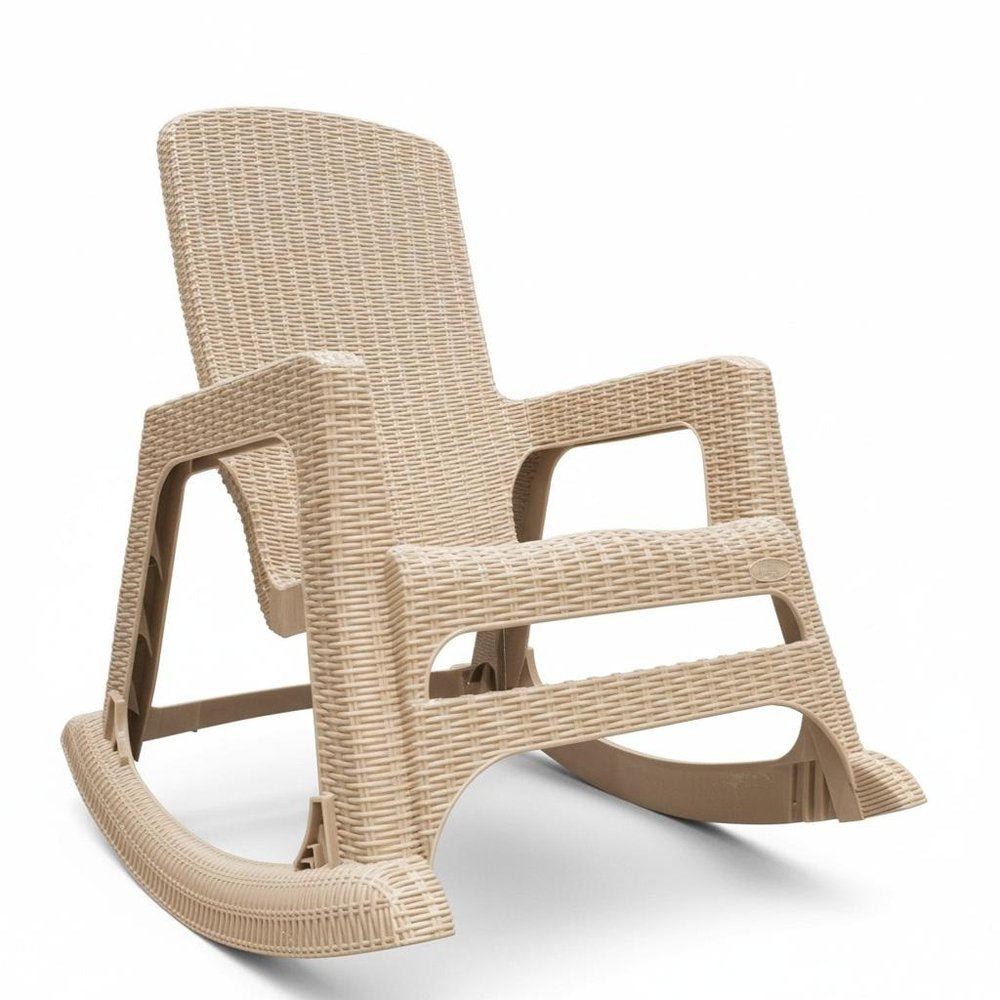 30" Taupe Heavy Duty Plastic Swivel Rocking Chair