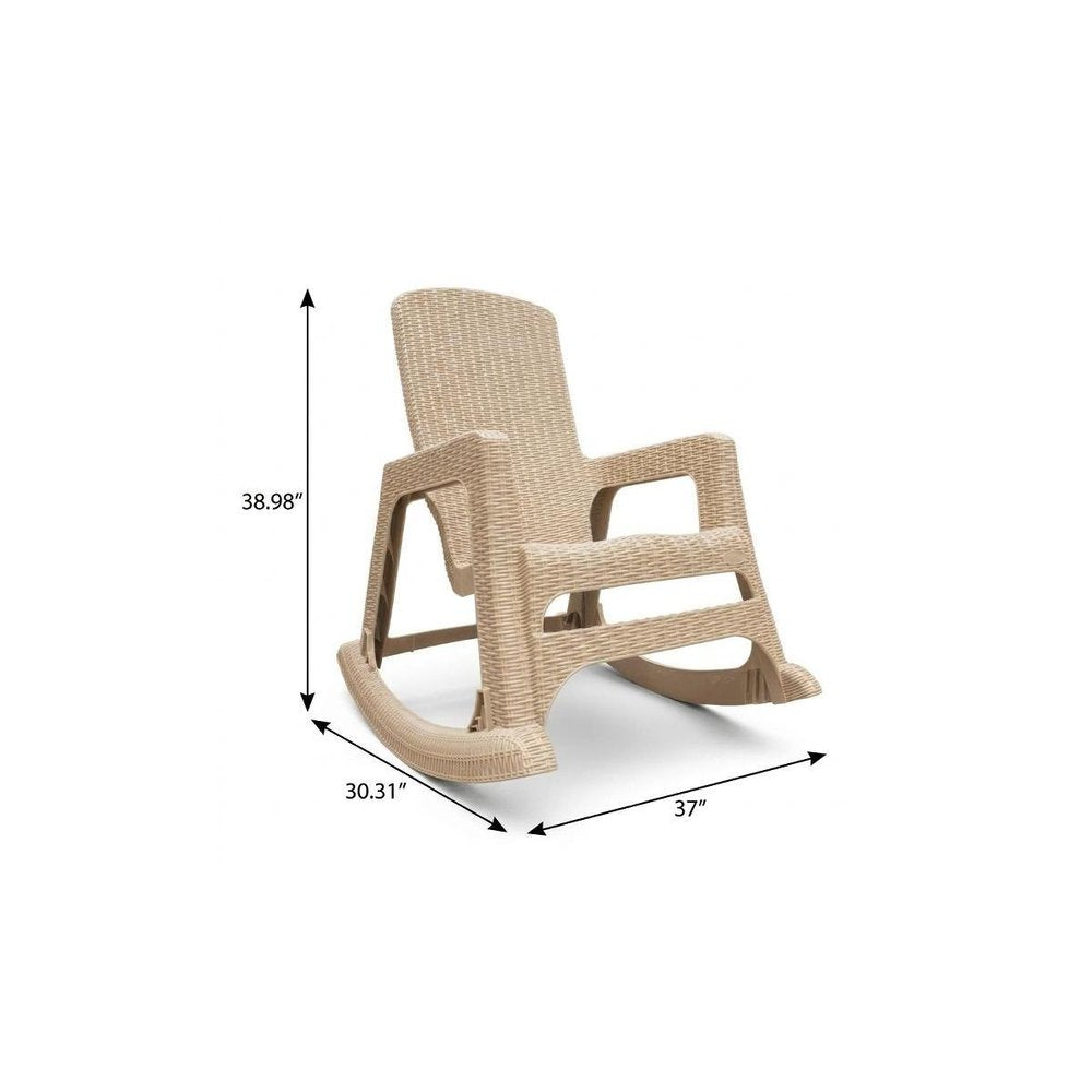 30" Taupe Heavy Duty Plastic Swivel Rocking Chair