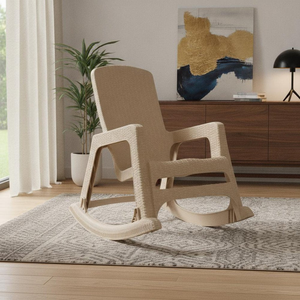 30" Taupe Heavy Duty Plastic Swivel Rocking Chair