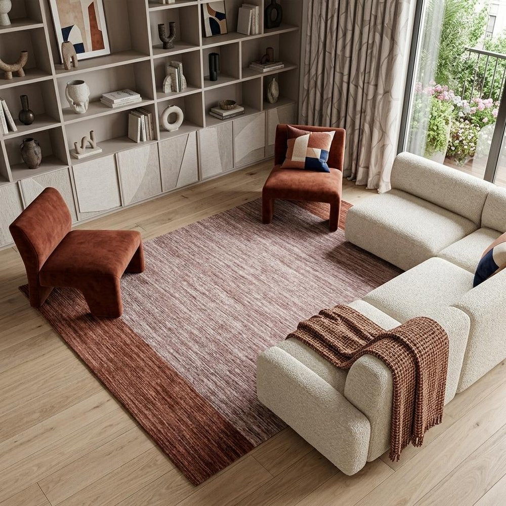 9' X 13' Red And White Abstract Washable Area Rug With UV Protection