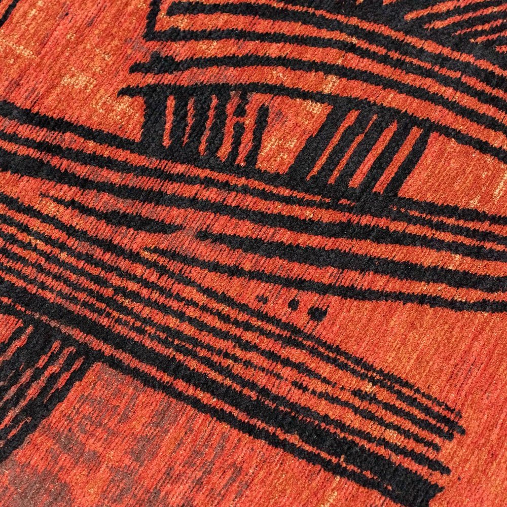 9' X 13' Red And White Abstract Washable Area Rug With UV Protection