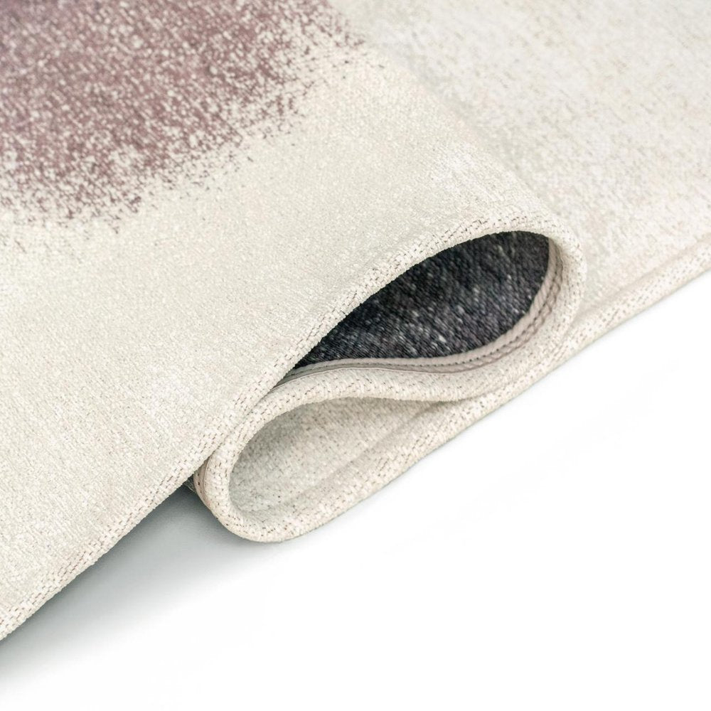 9' X 13' Purple And White Abstract Washable Area Rug With UV Protection