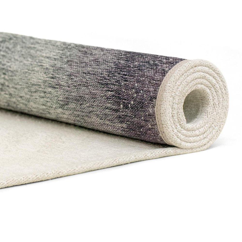 9' X 13' Purple And White Abstract Washable Area Rug With UV Protection