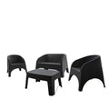Four Piece Espresso Plastic Outdoor Patio Set With Table