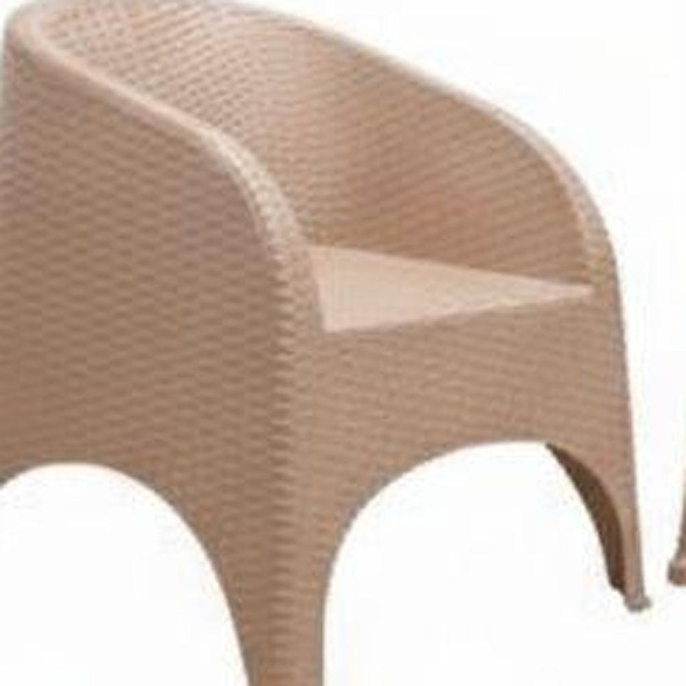 Four Piece Taupe Plastic Outdoor Patio Set With Table on a white background