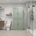 32" Sage Solid Wood Free Standing Four Door Linen Cabinet