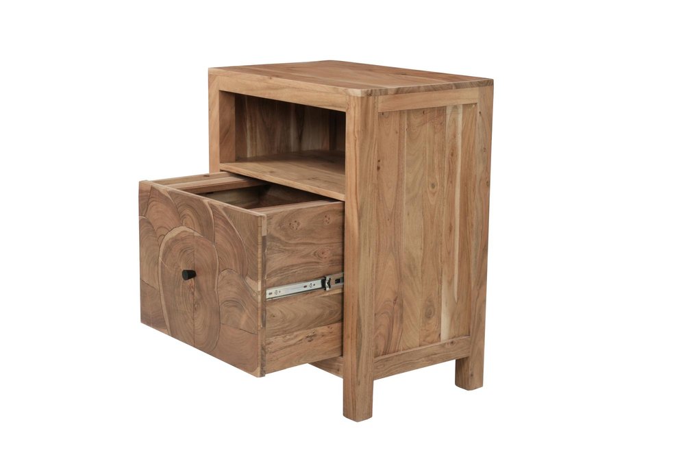 30" Brown Solid Wood Drawer Filing Cabinet. Filing cabinet isolated on a plain white background, in a brown wood finish.