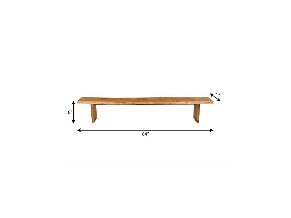 84" Brown Solid Wood Live Edge Dining Bench