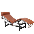 61" Brown Black And Silver Leather and Metal Adjustable Lounge Chair With Pillow. Accent chair isolated on a plain white background, in a silver leather finish.
