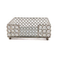 8" Silver Iron And Crystal Square Napkin Holder on a white background