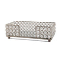 10" Silver Iron And Crystal Rectangular Napkin Holder. Kitchen accessory isolated on a plain white background, finished in silver crystal.