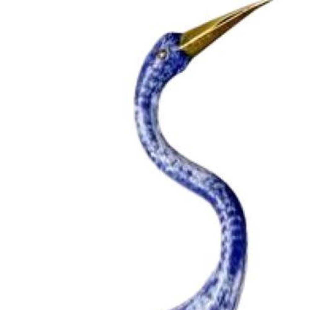 37" Blue And Gold Metal Birds Garden Accents Accessories