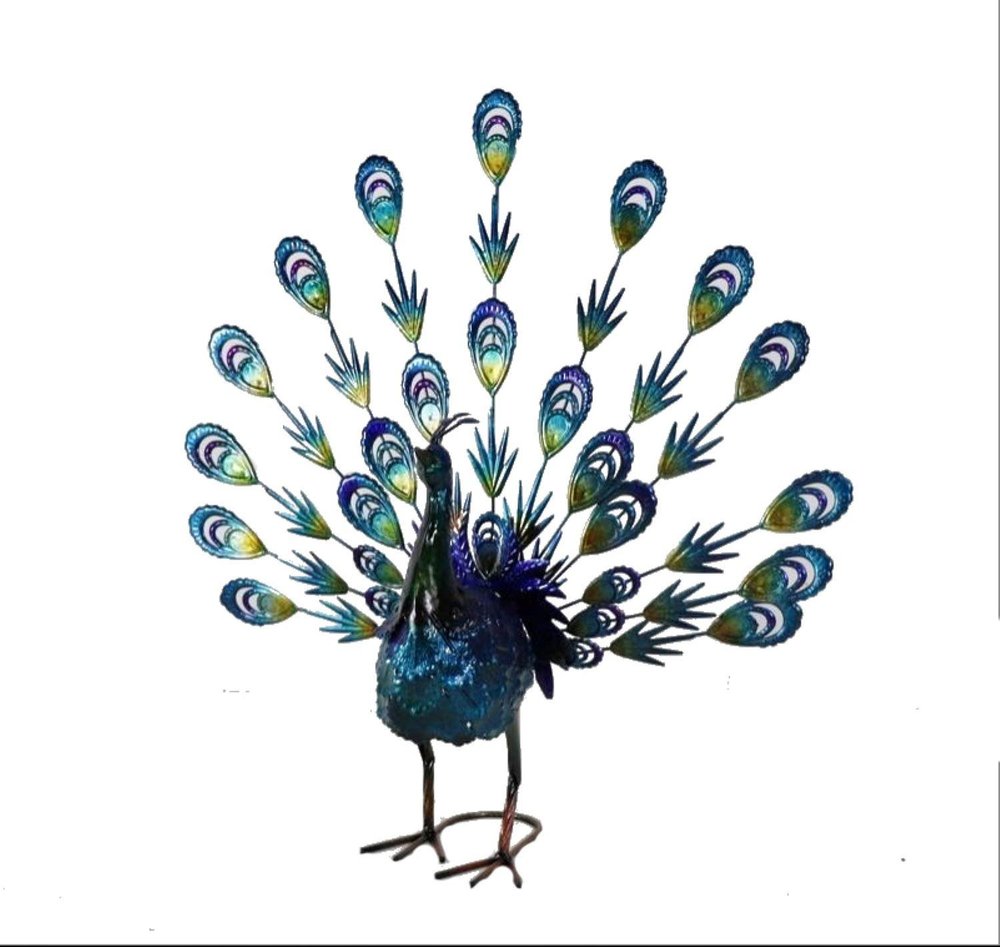23" Blue And Purple Metal Birds Garden Accents Accessories