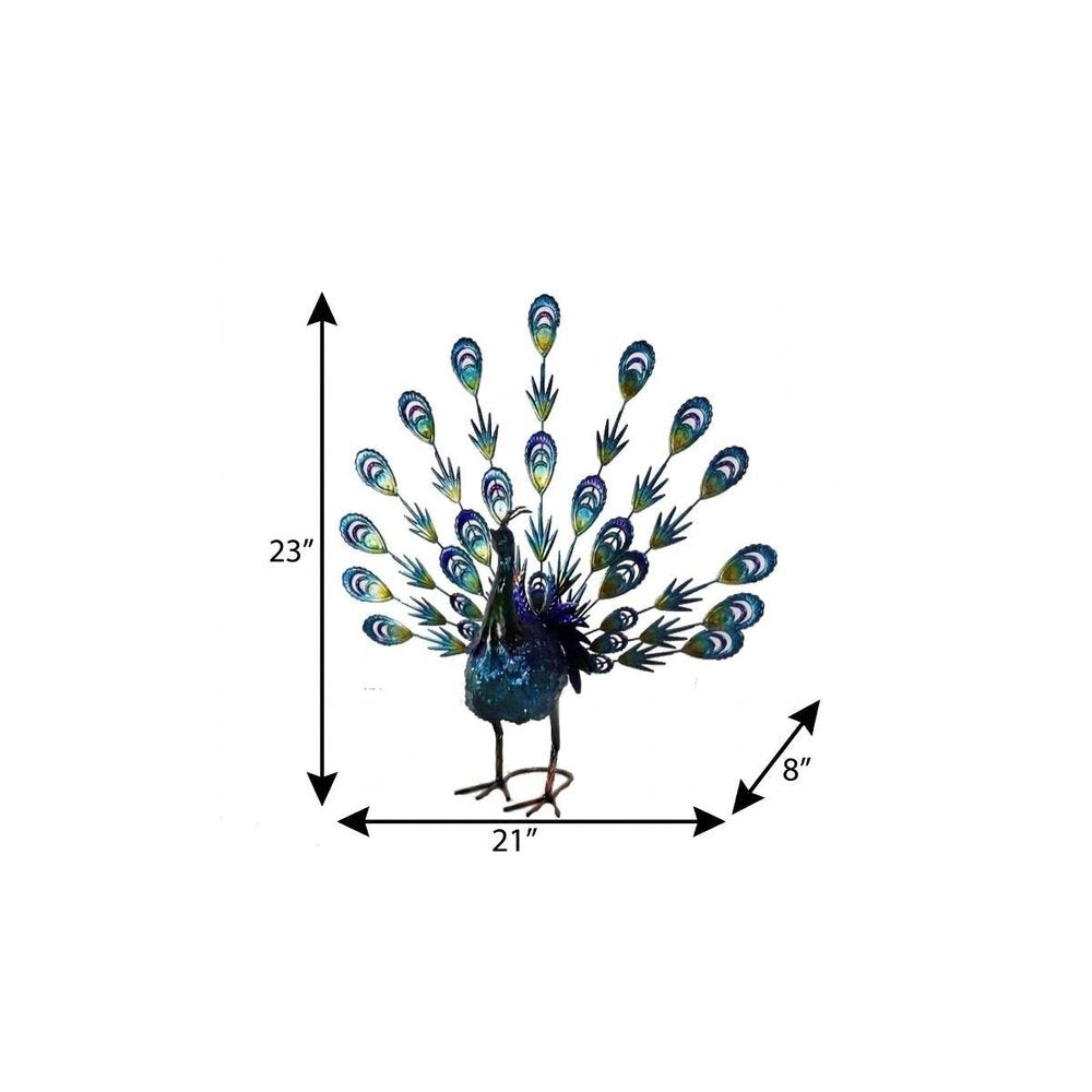 23" Blue And Purple Metal Birds Garden Accents Accessories