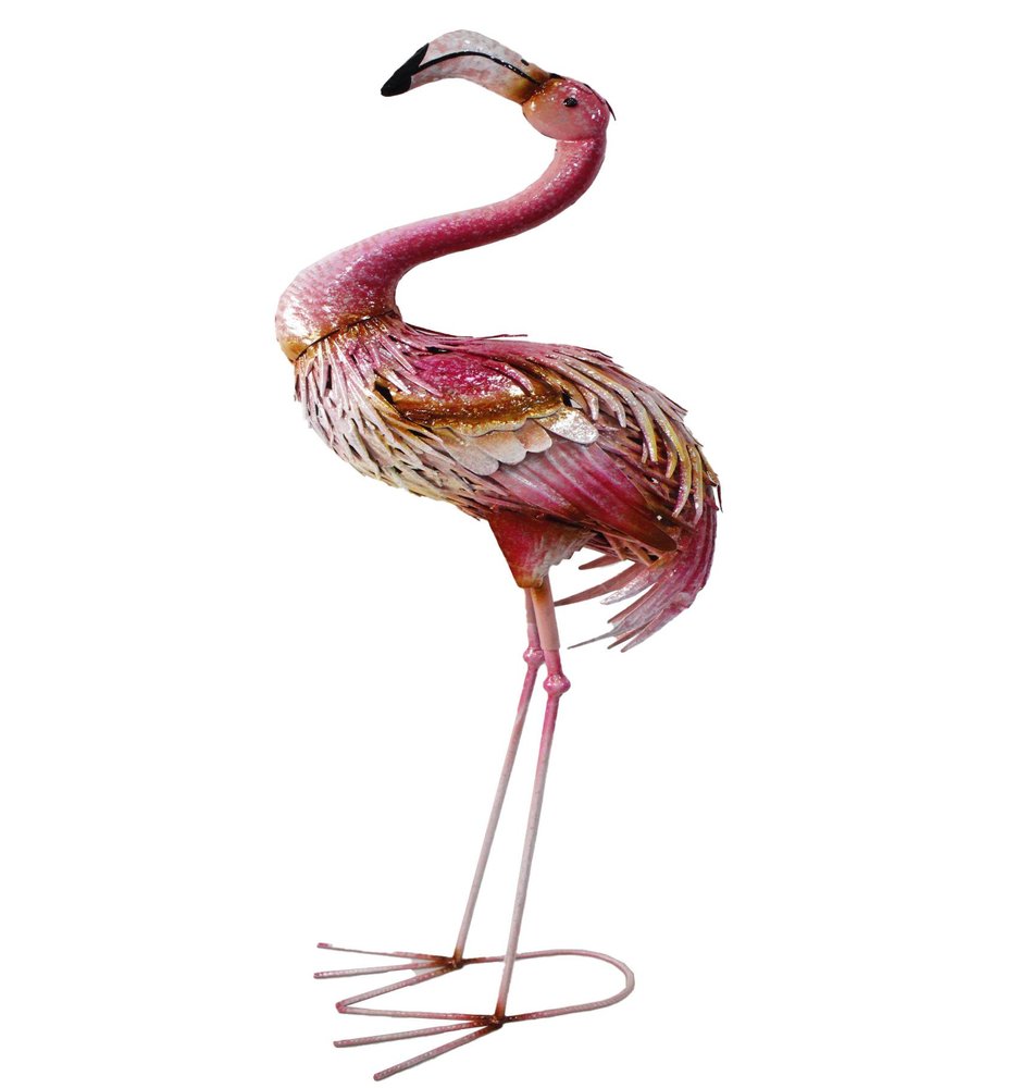 37" Pink And Yellow Metal Flamingo Garden Accents Accessories - with Charming Animal Theme