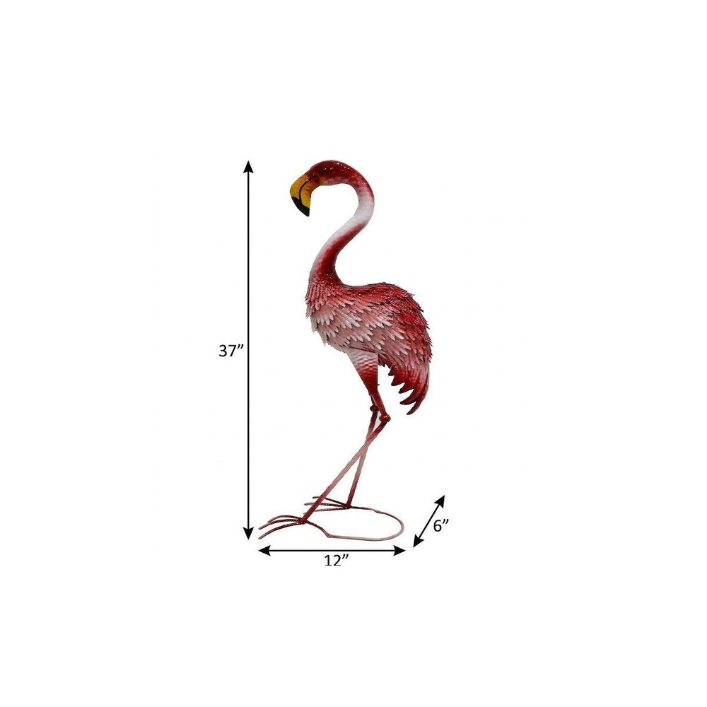 37" Pink Metal Flamingo Garden Accents Accessories