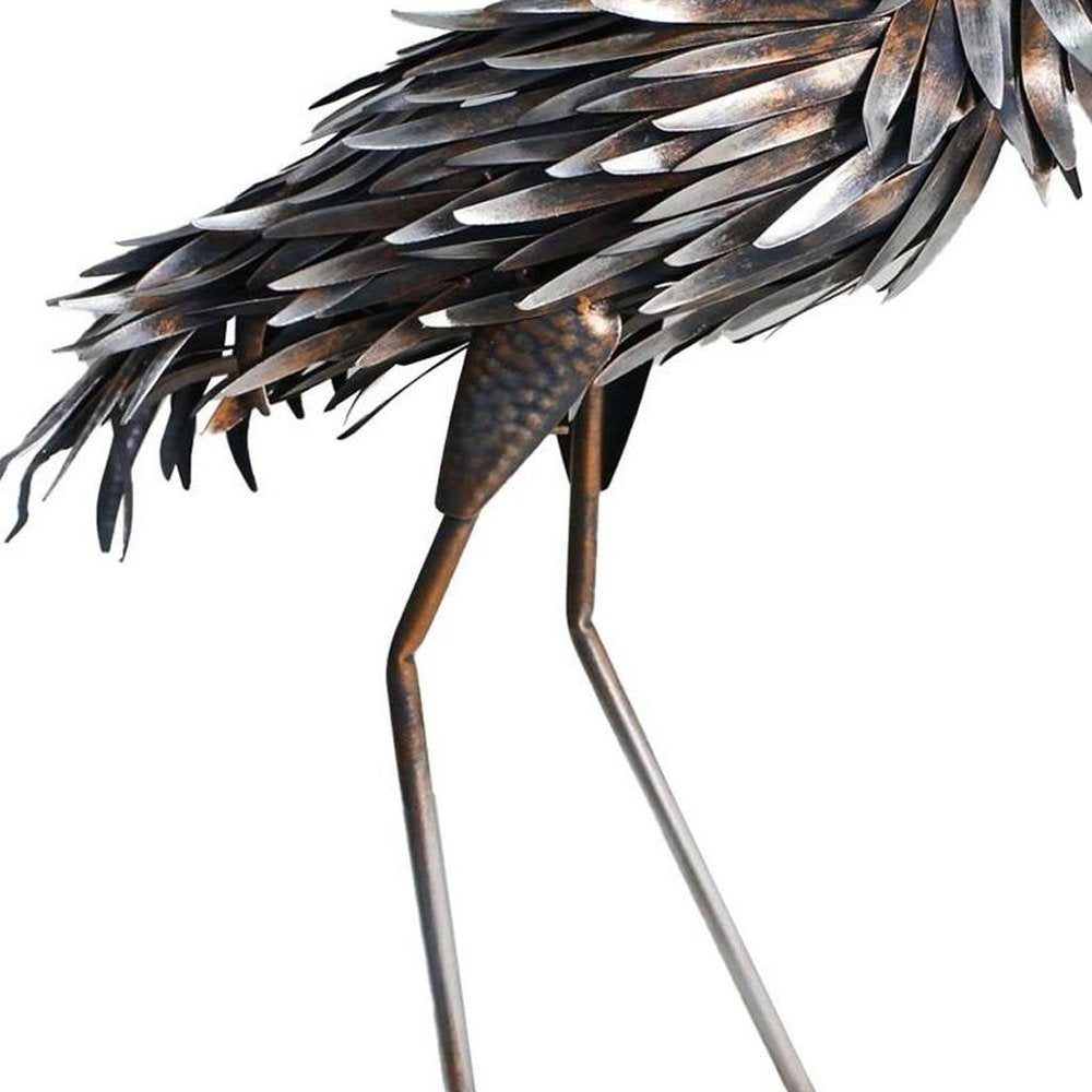 27" Copper And Silver Metal Flamingo Garden Accents Accessories