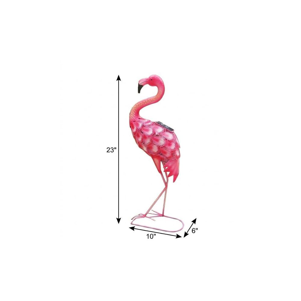 23" Pink Metal LED lights Flamingo Garden Accents Accessories