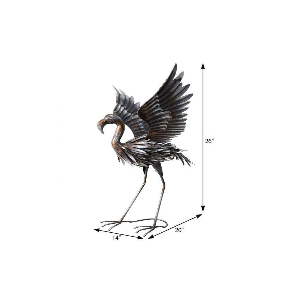 26" Copper And Silver Metal Flamingo Garden Accents Accessories