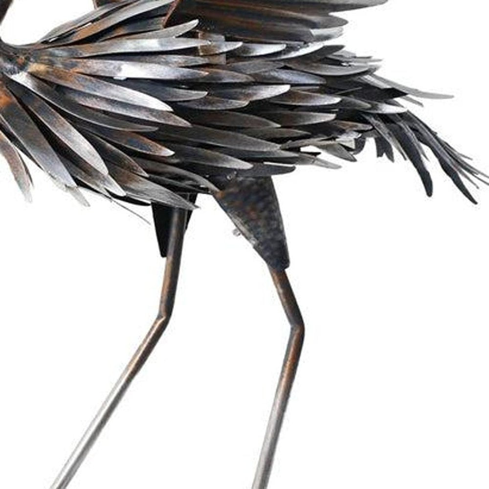 26" Copper And Silver Metal Flamingo Garden Accents Accessories