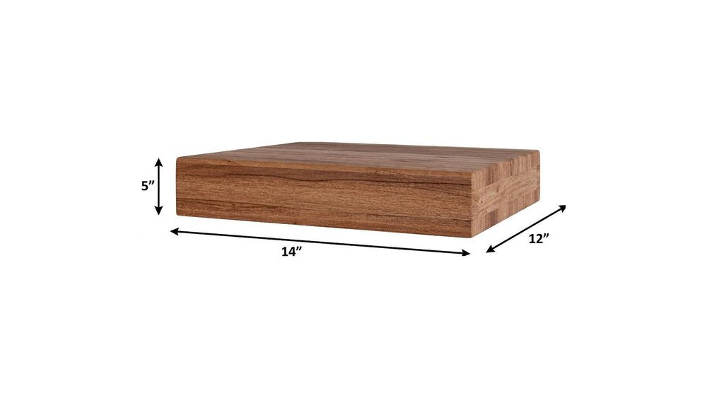 12" Brown Solid Wood Wall Mounted Floating Shelf