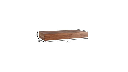 24" Brown Solid Wood Wall Mounted Floating Shelf
