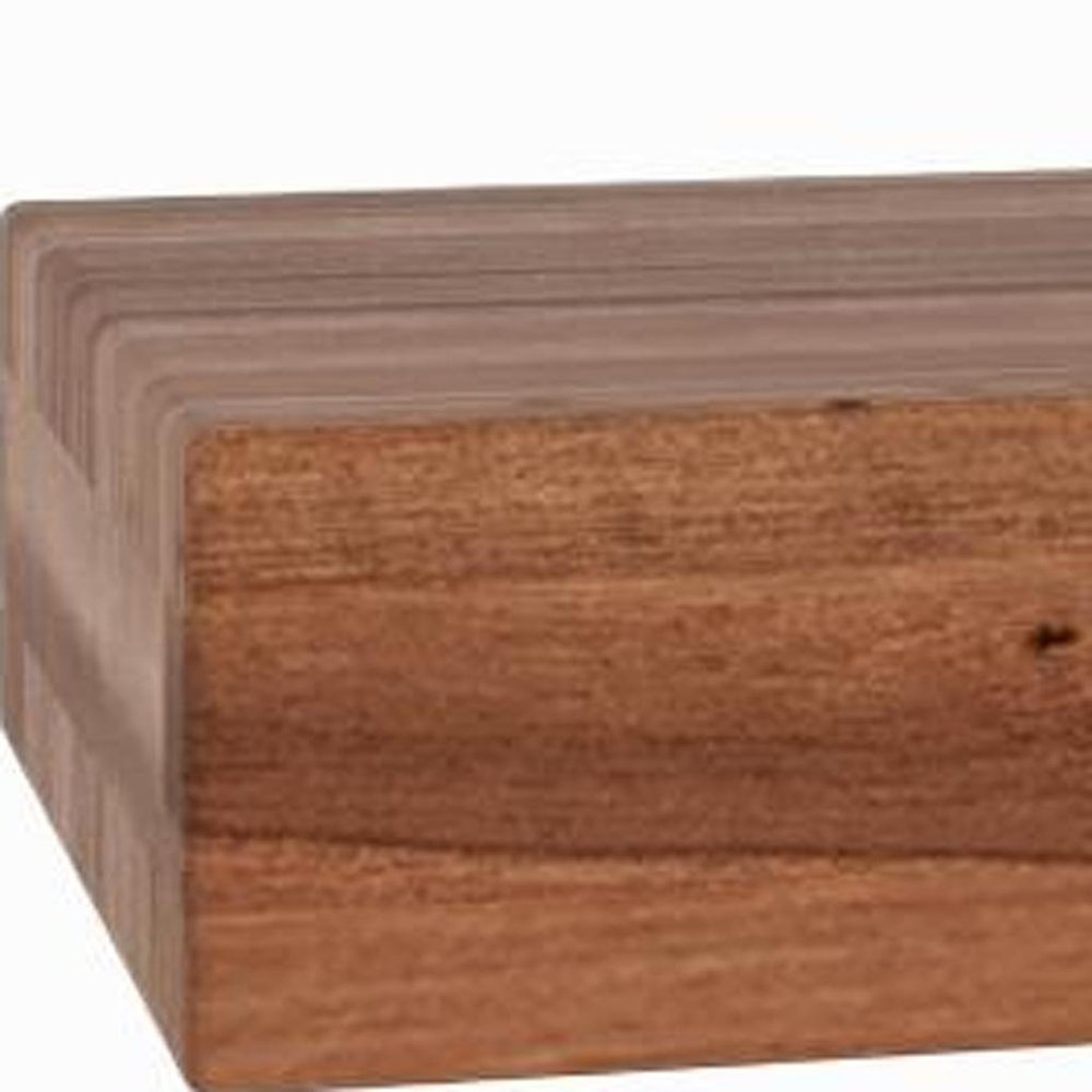 30" Brown Solid Wood Wall Mounted Floating Shelf. Wall mounted shelve in brown wood.