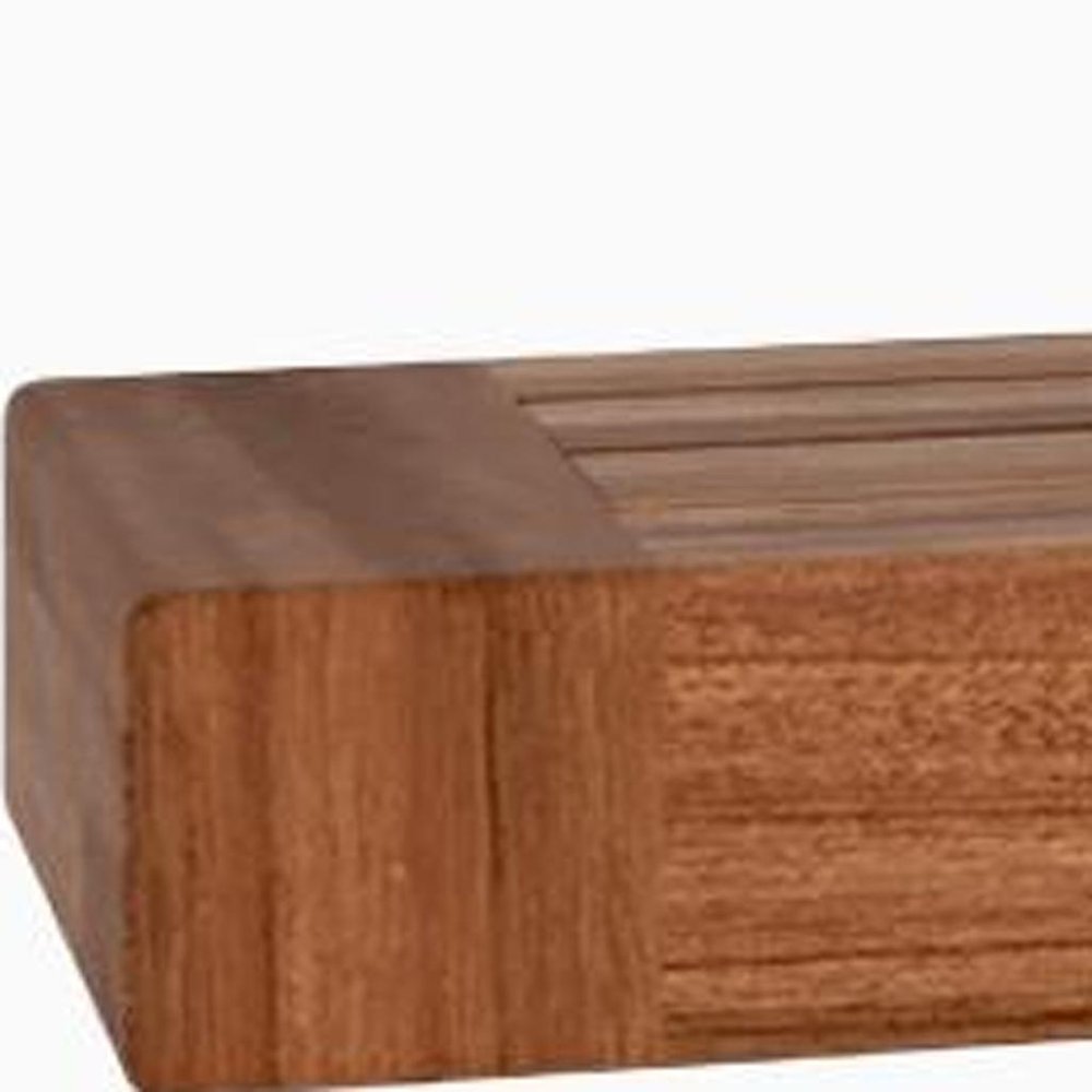 36" Brown Solid Wood Wall Mounted Floating Shelf. Wall mounted shelve isolated on a plain white background, in a brown wood finish.