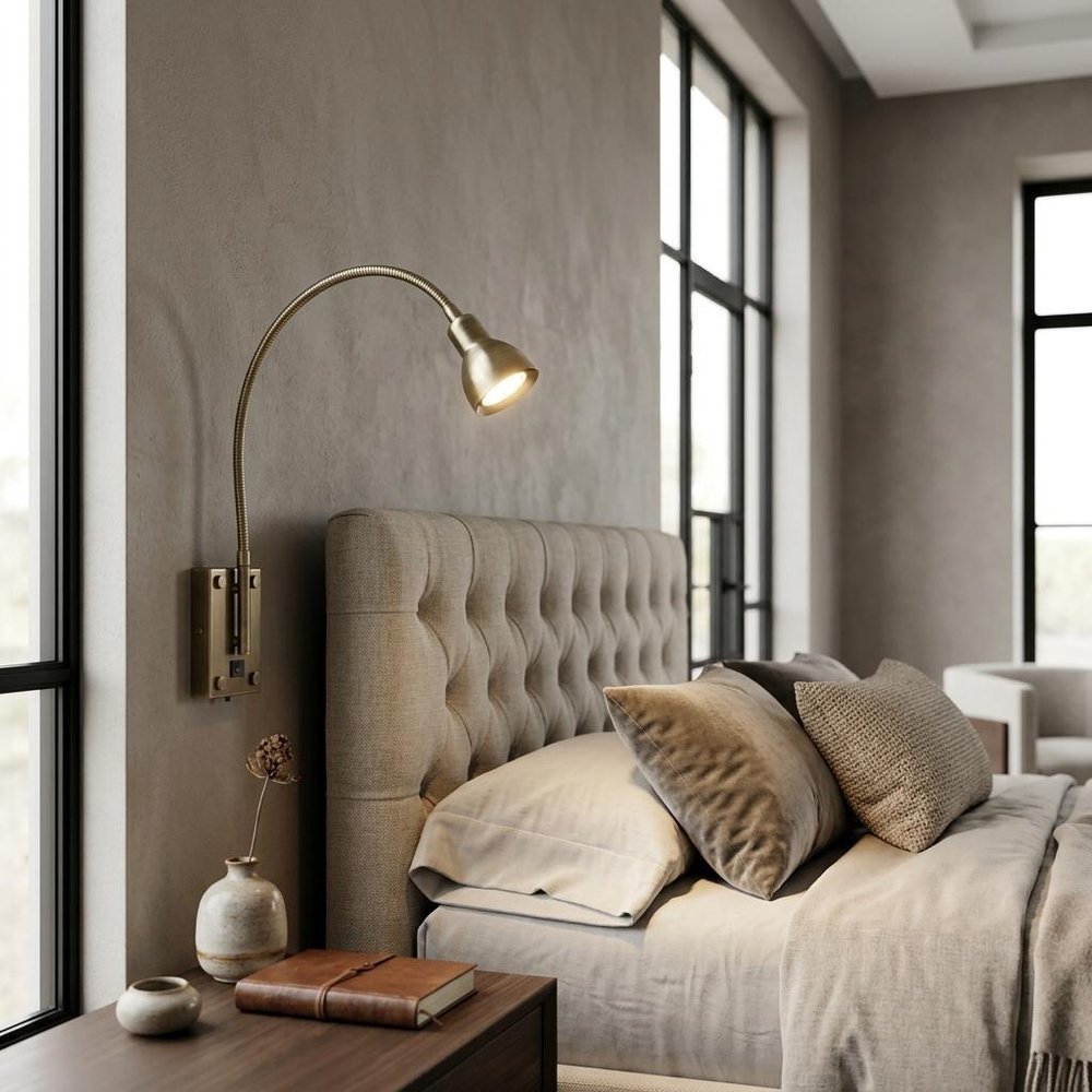 30" Antiqued Brass Metal Spotlight Wall Sconce
