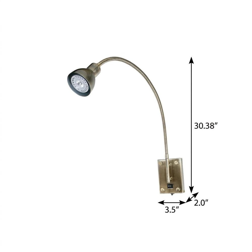 30" Antiqued Brass Metal Spotlight Wall Sconce