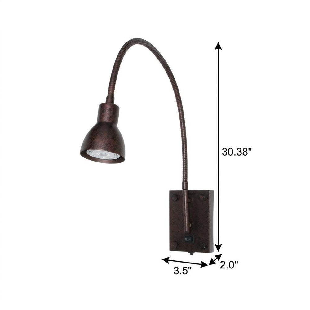 30" Antiqued Brass Metal Spotlight Wall Sconce