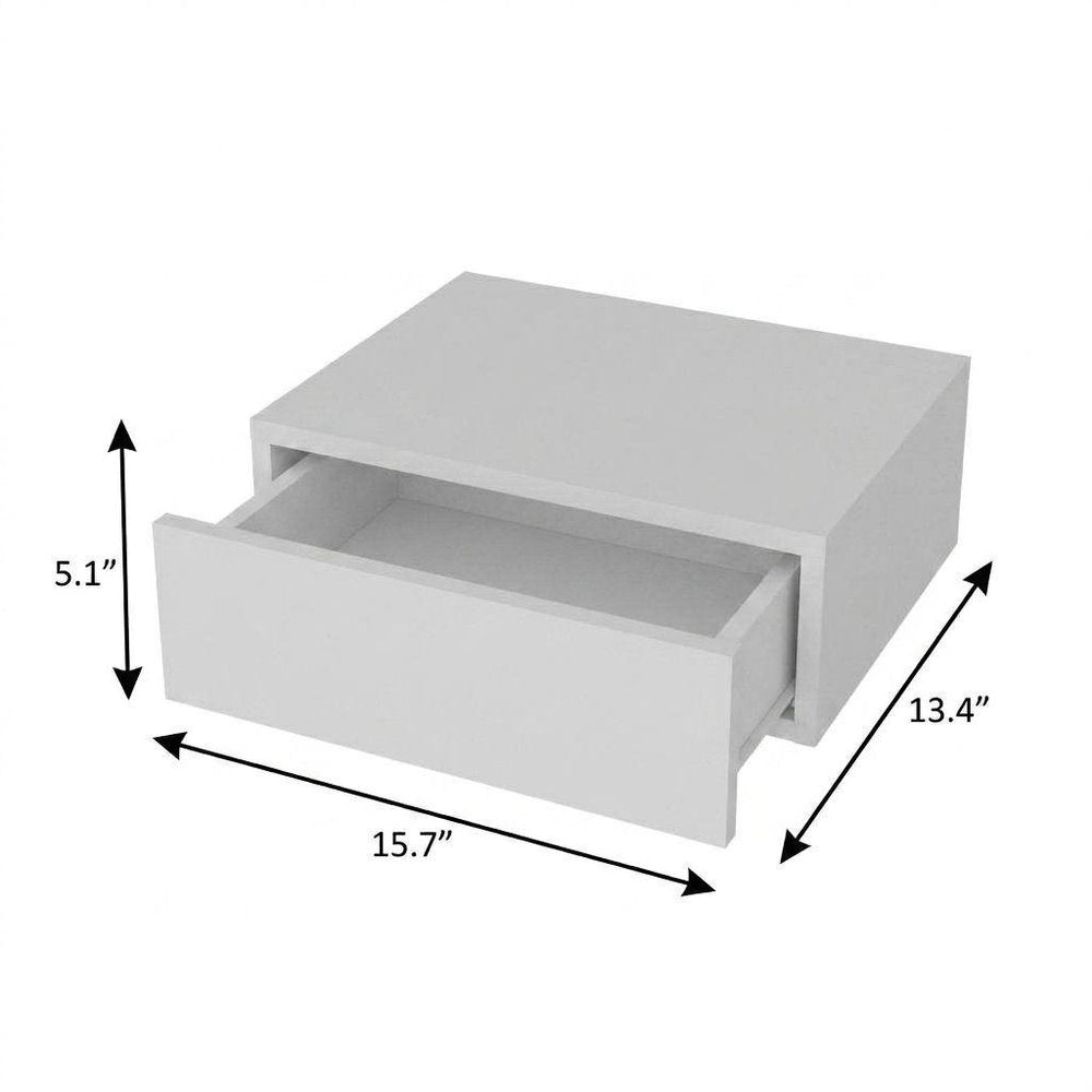 Set of Two 16" White Wood One Drawer Floating Nightstand