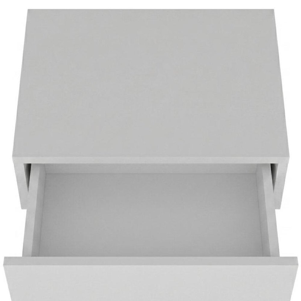 Set of Two 16" White Wood One Drawer Floating Nightstand