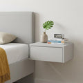 Set of Two 16" White Wood One Drawer Floating Nightstand